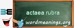 WordMeaning blackboard for actaea rubra